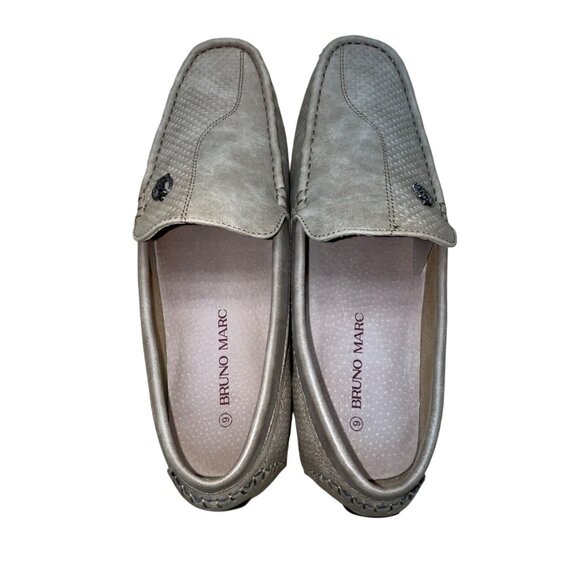 Bruno Marc Mens Beige Faux Leather Silver Accent Slip-On Flat Loafers Sz 9 - New main image 10